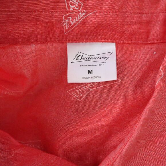 Budweiser Men's Red Short Sleeve Button Front Shirt Size Medium - Picture 4 of 4